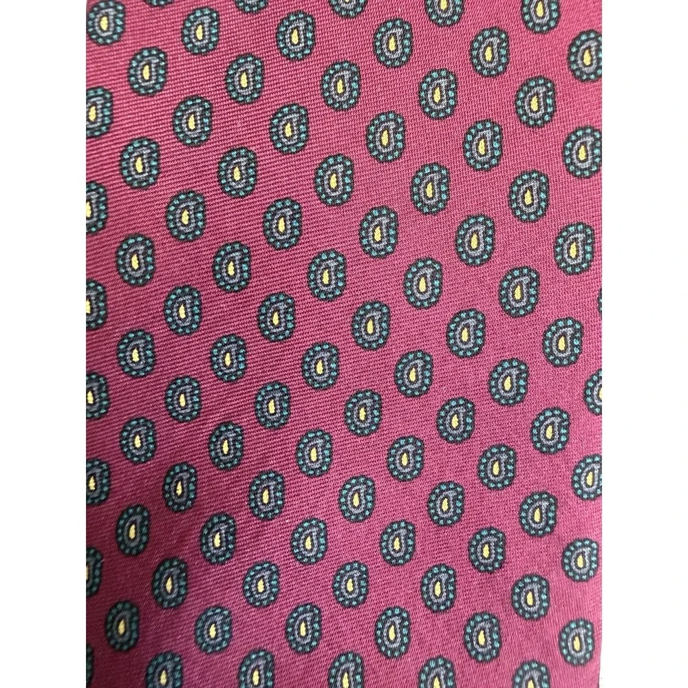 Brooks Brothers Makers Classic Tie Burgundy Paisley Blue Silk USA‎ Made 3